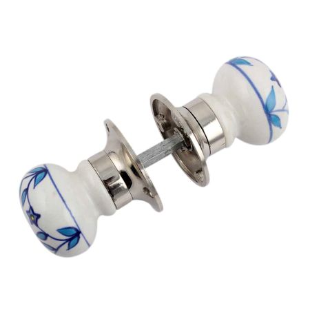 Blue Tiny Flower Mortice Handle 2.25